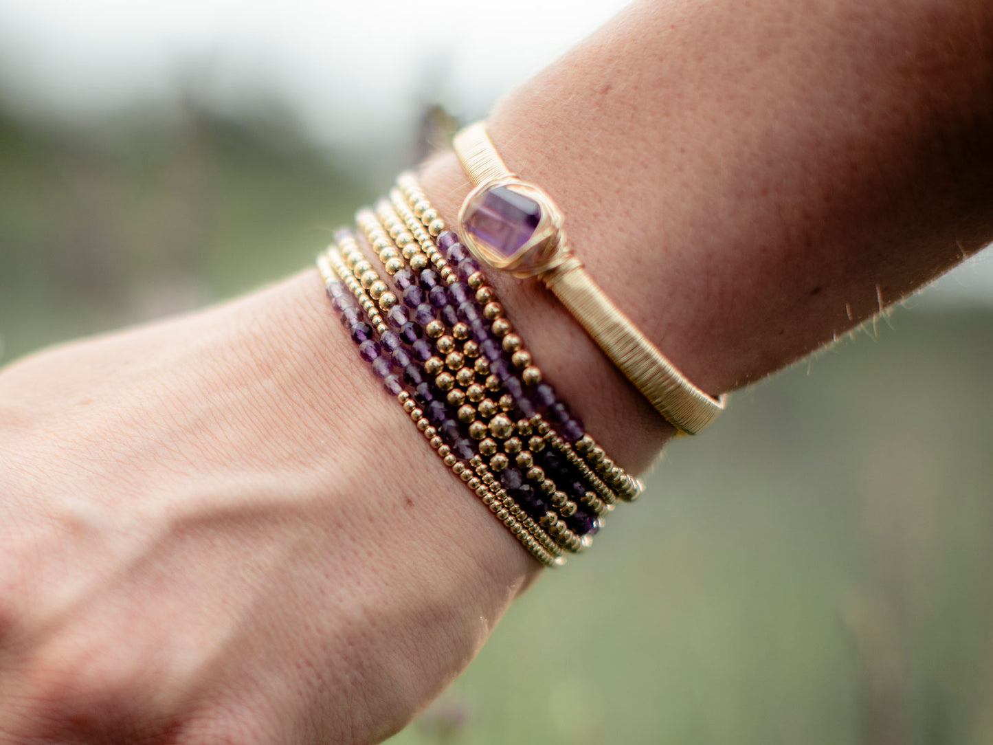 Juniper: Amethyst Stretch Bracelet - b397