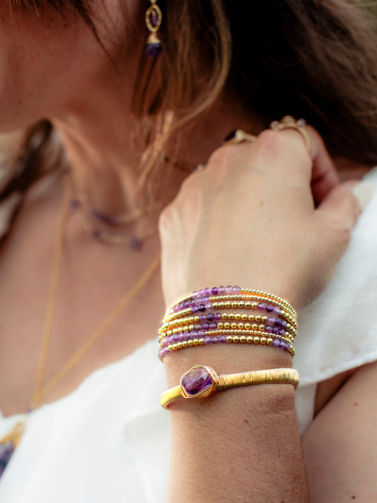 Calla: Amethyst Wrapped Cuff - b415