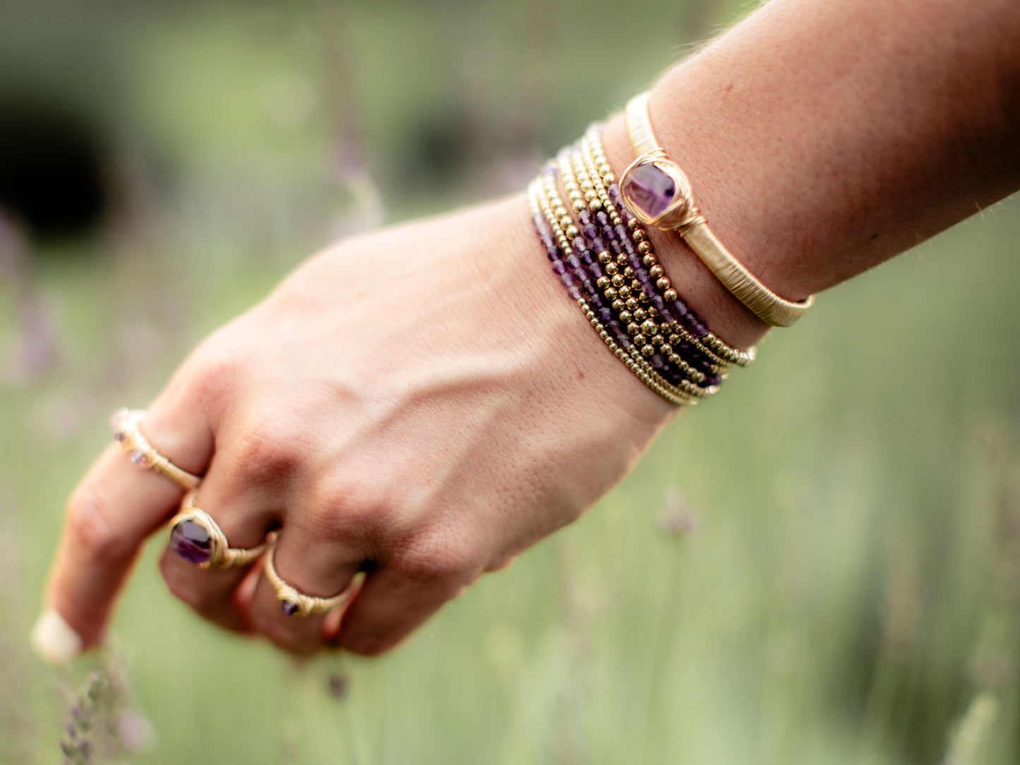 Juniper: Amethyst Stretch Bracelet - b397
