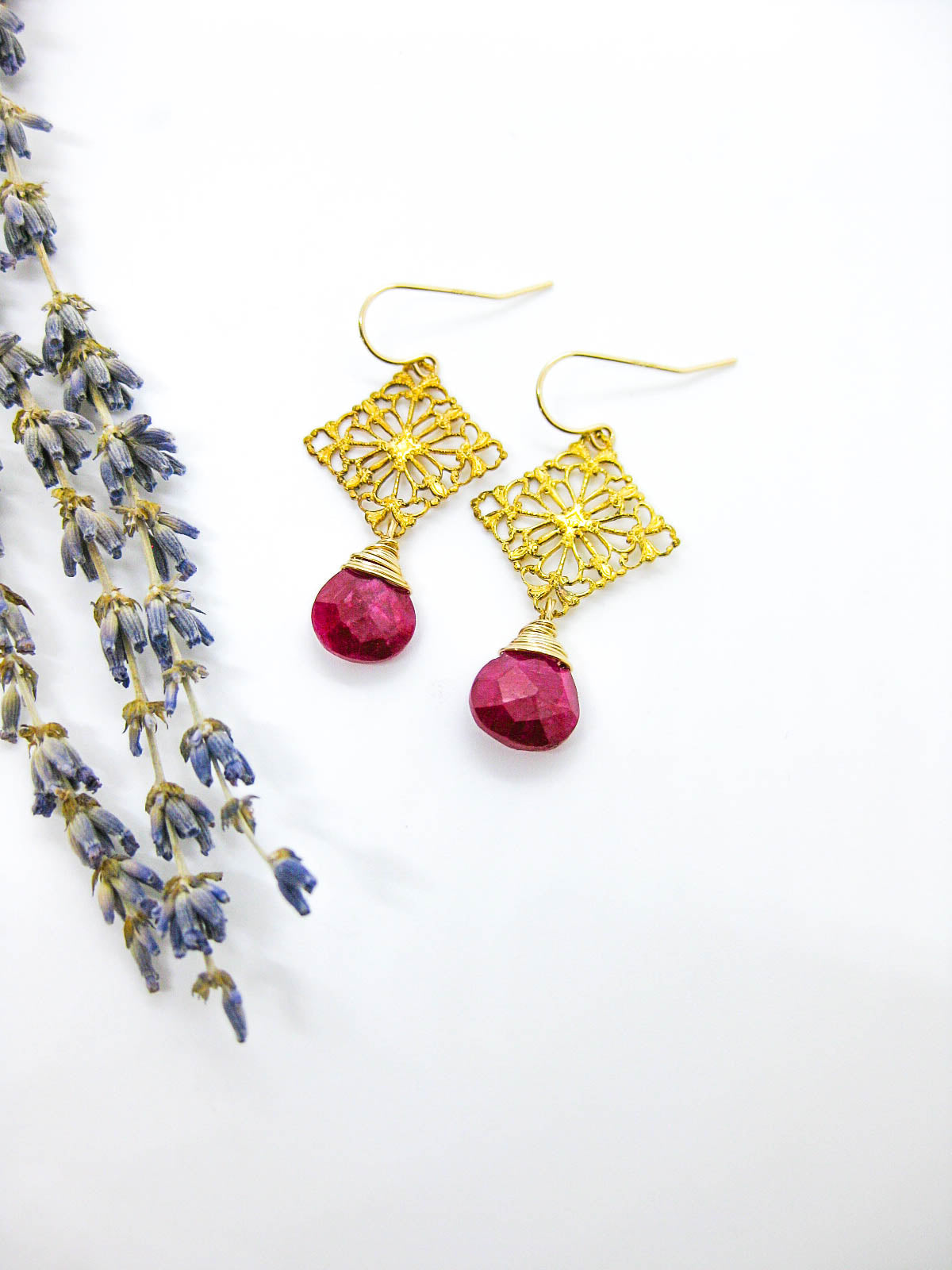 Lotus: Ruby Earrings - e667