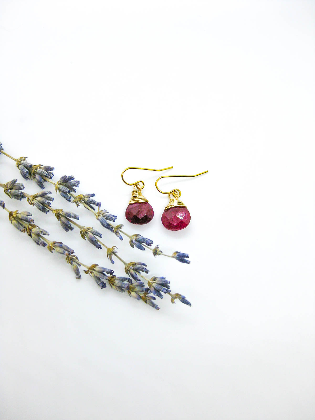 Chamomile: Ruby Earrings - e673