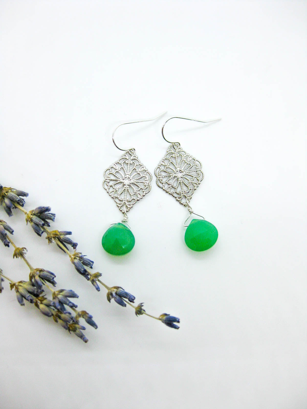 Fern: Chrysoprase Earrings - e683