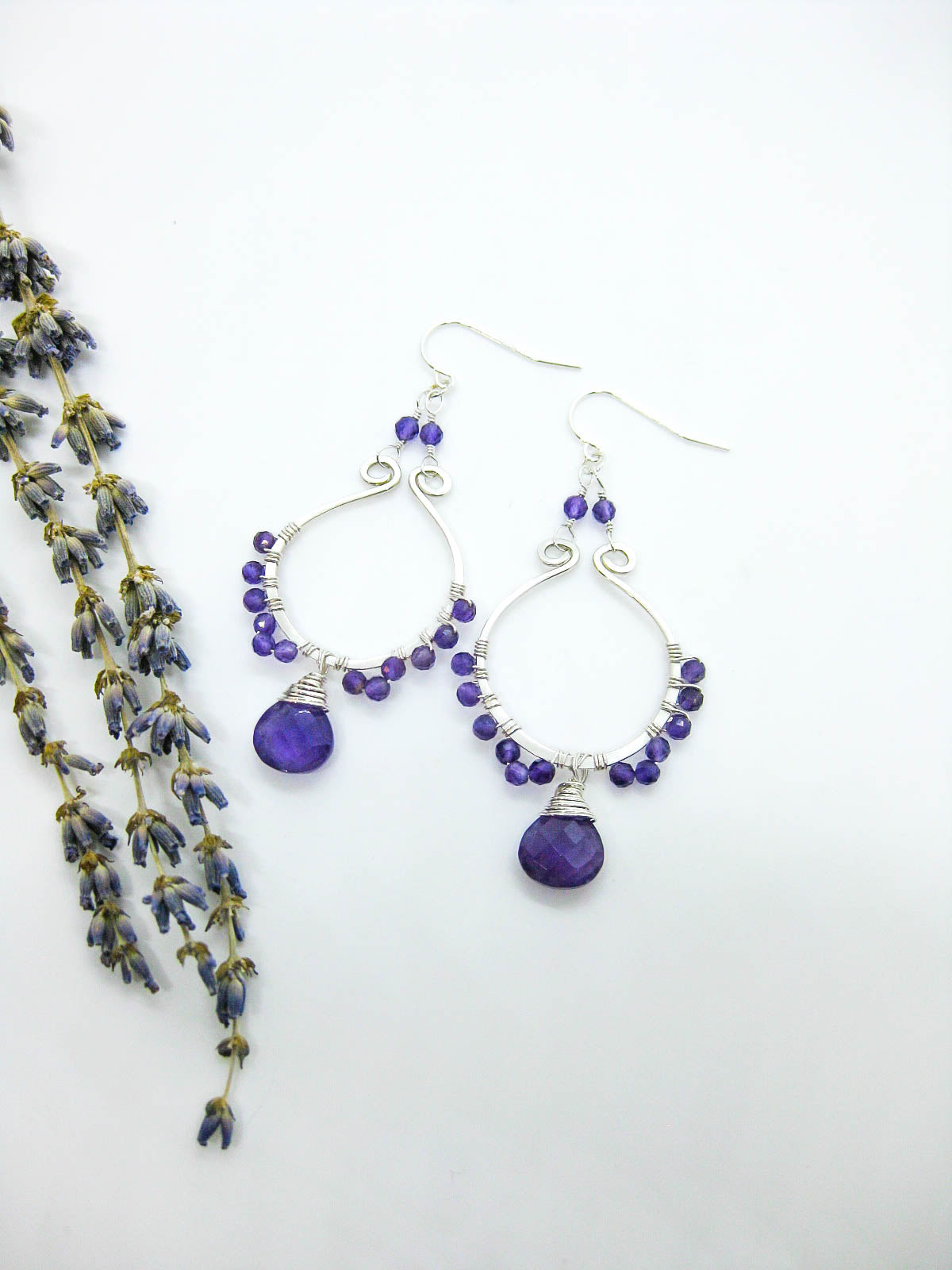 Larkspur: Amethyst Chandelier Earrings - e677