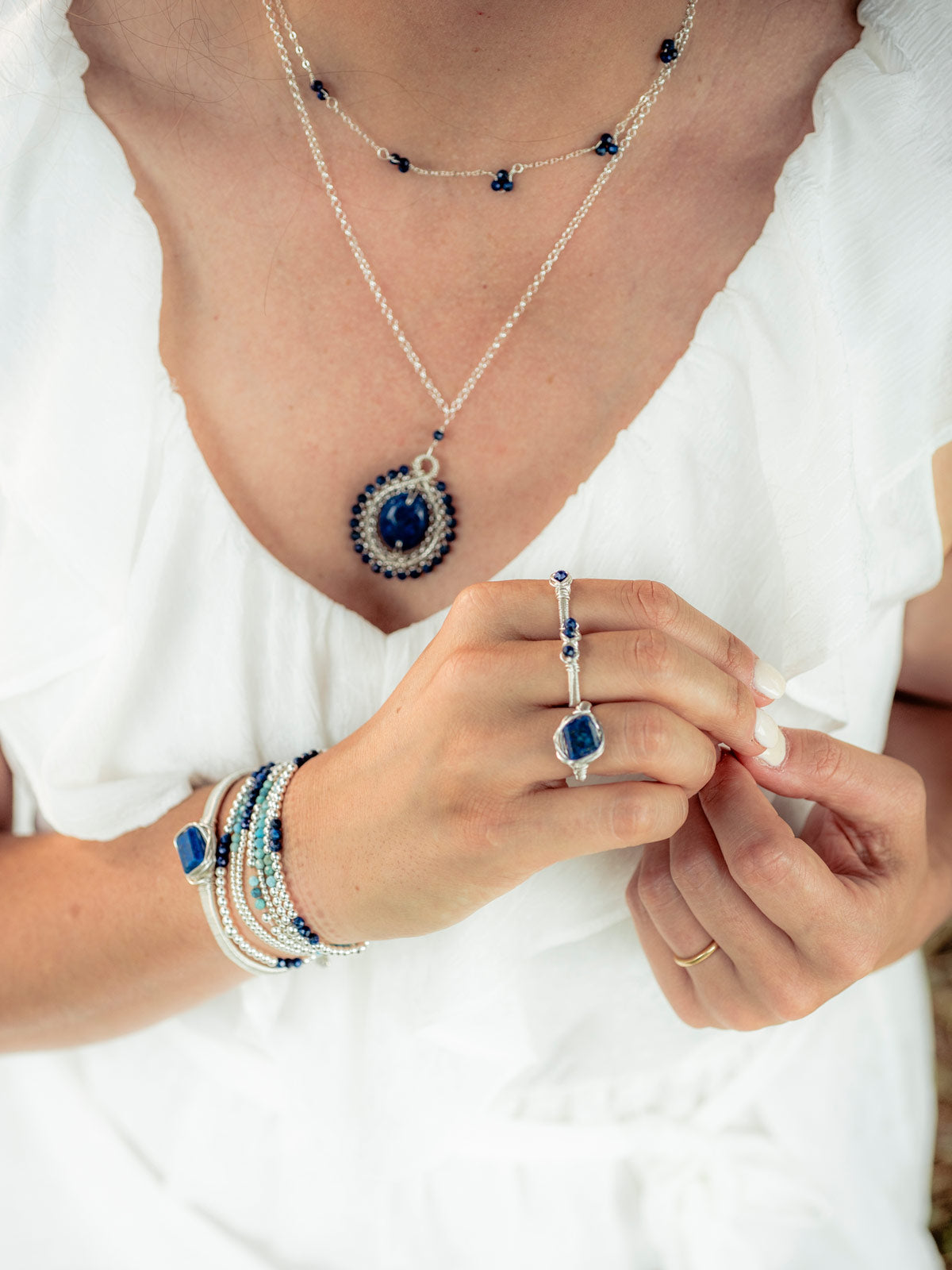 Violet: Lapis Stretch Bracelet - b384