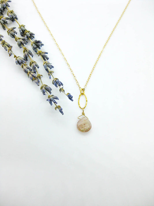 Chrysanthe: Peach Moonstone Necklace - n579