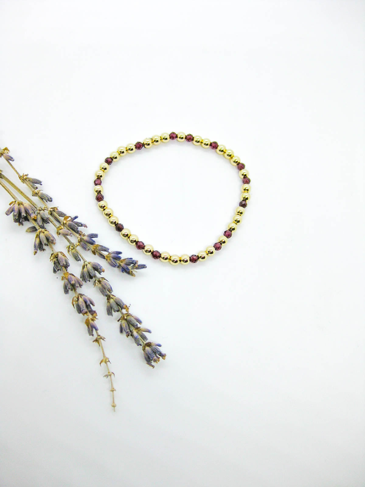 Sage: Garnet Stretch Bracelet
