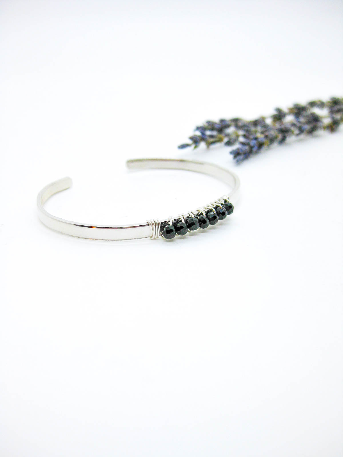 Violet: Black Spinel Cuff - b357