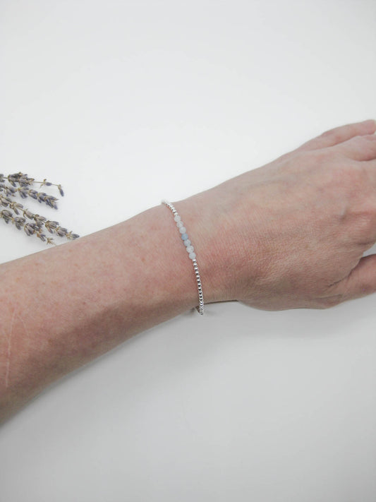 Violet: Aquamarine Stretch Bracelet - b379