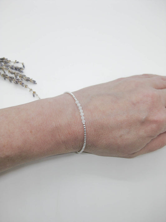 Violet: Moonstone Stretch Bracelet - b386