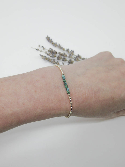 Violet: Green Turquoise Stretch Bracelet - b390