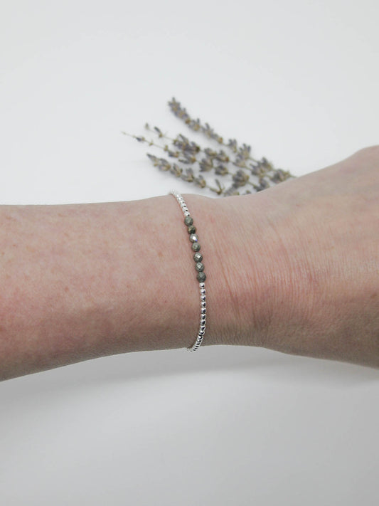 Violet: Pyrite Stretch Bracelet - b391