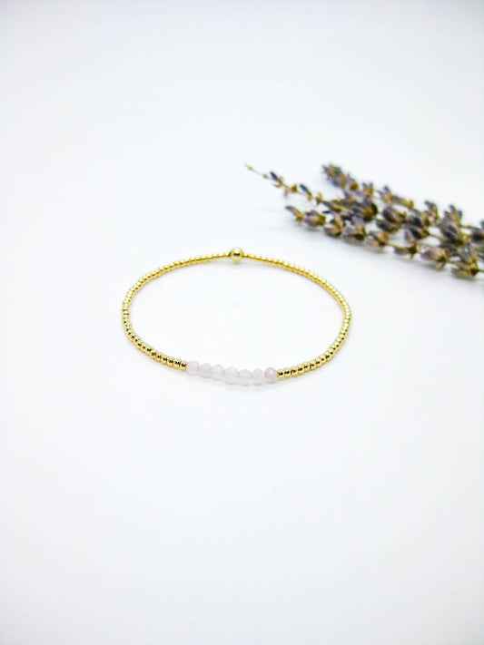 Violet: Rose Quartz Stretch Bracelet - b392