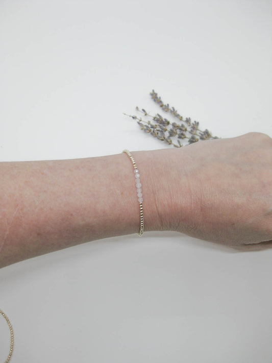 Violet: Rose Quartz Stretch Bracelet - b392