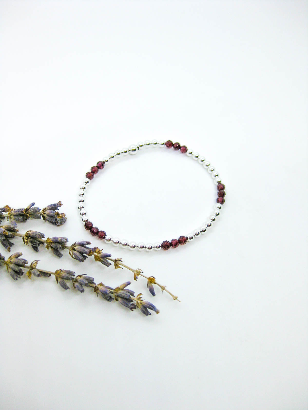 Juniper: Garnet Stretch Bracelet - b400