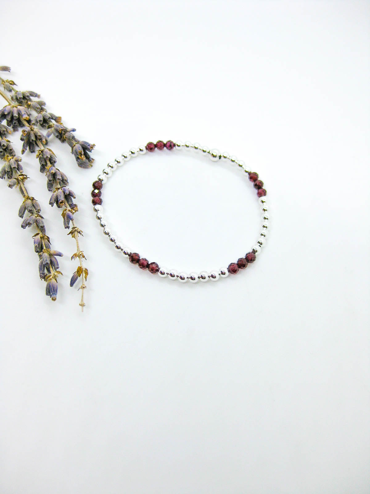 Juniper: Garnet Stretch Bracelet - b400