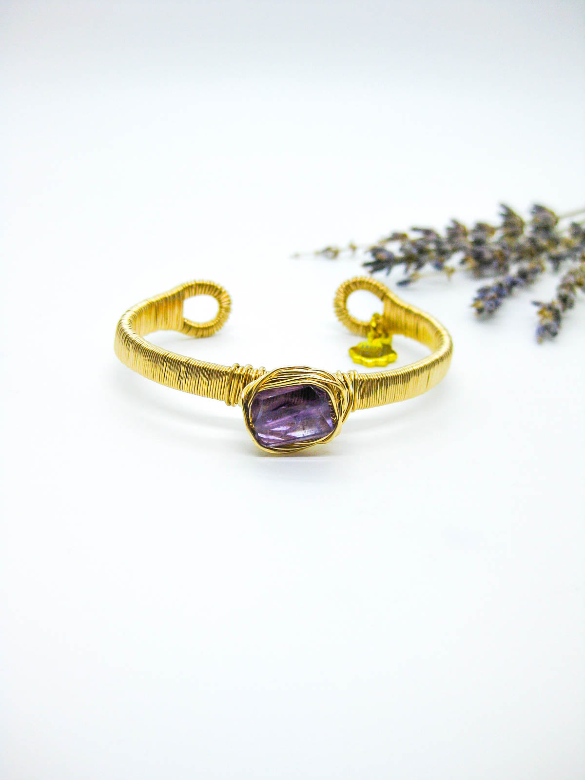 Calla: Amethyst Wrapped Cuff - b415