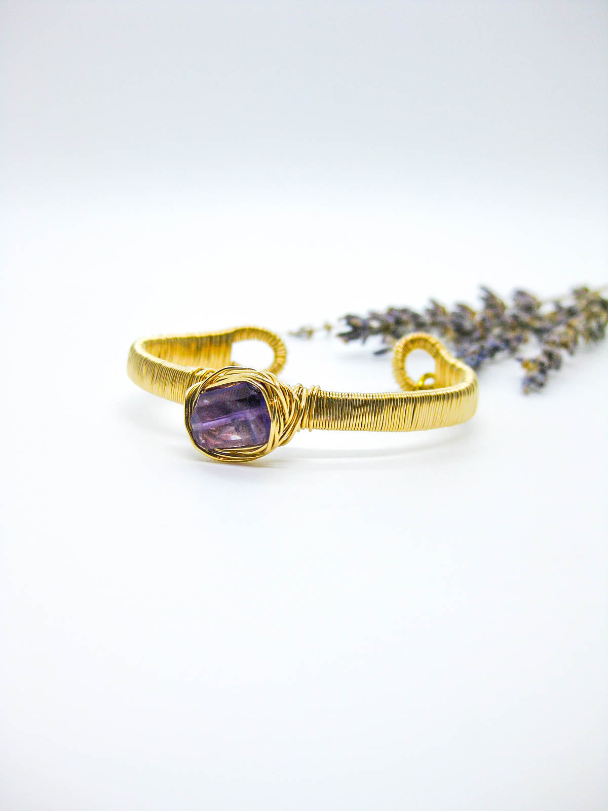 Calla: Amethyst Wrapped Cuff - b415