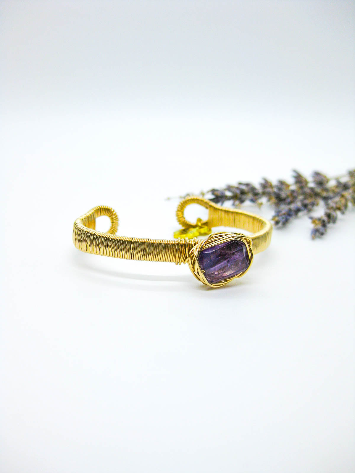 Calla: Amethyst Wrapped Cuff - b415