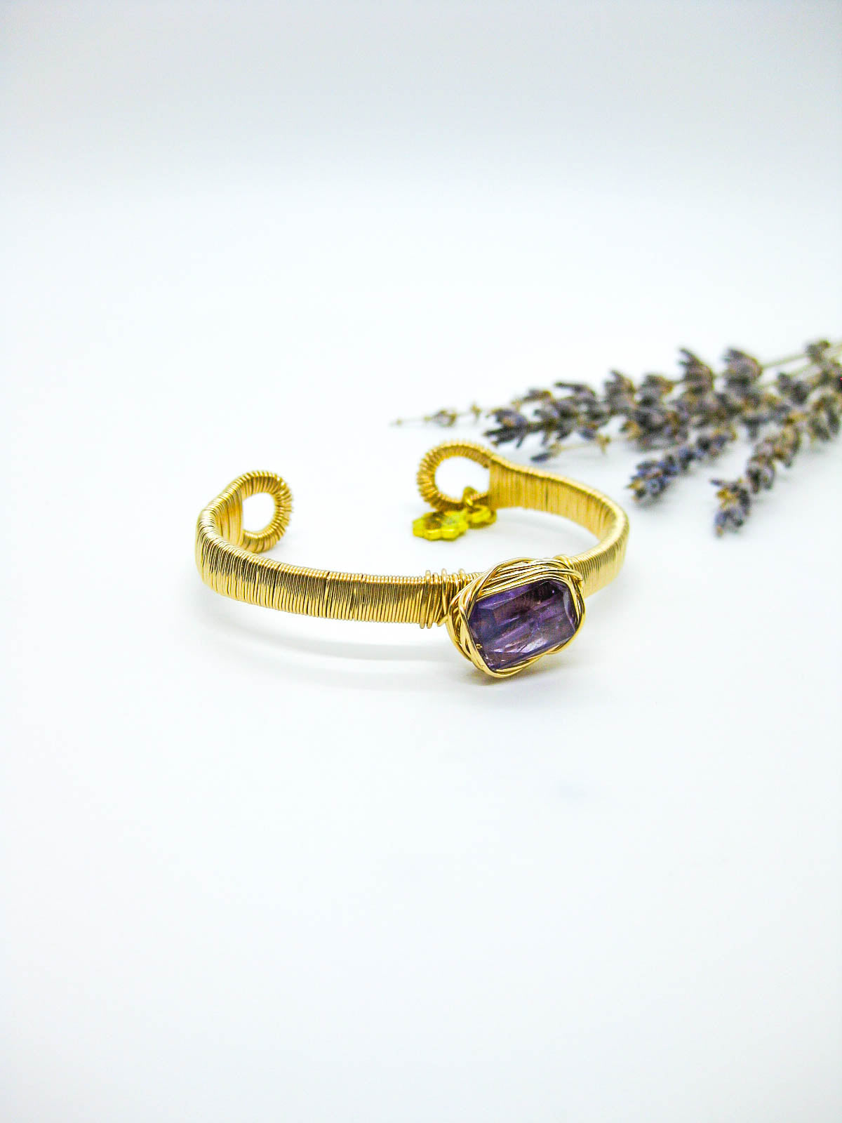 Calla: Amethyst Wrapped Cuff - b415