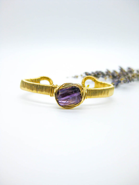 Calla: Amethyst Wrapped Cuff - b415