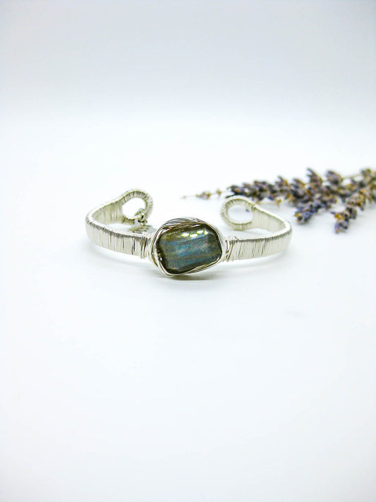 Calla: Labradorite Wrapped Cuff - b417