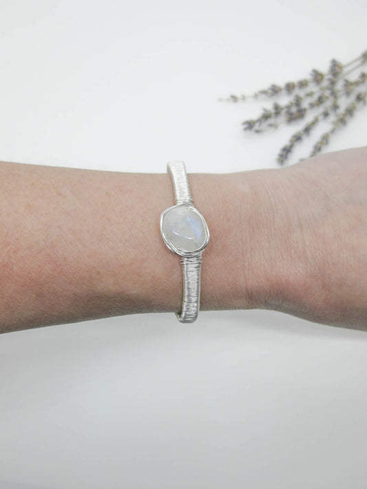 Calla: Moonstone Wrapped Cuff - b418