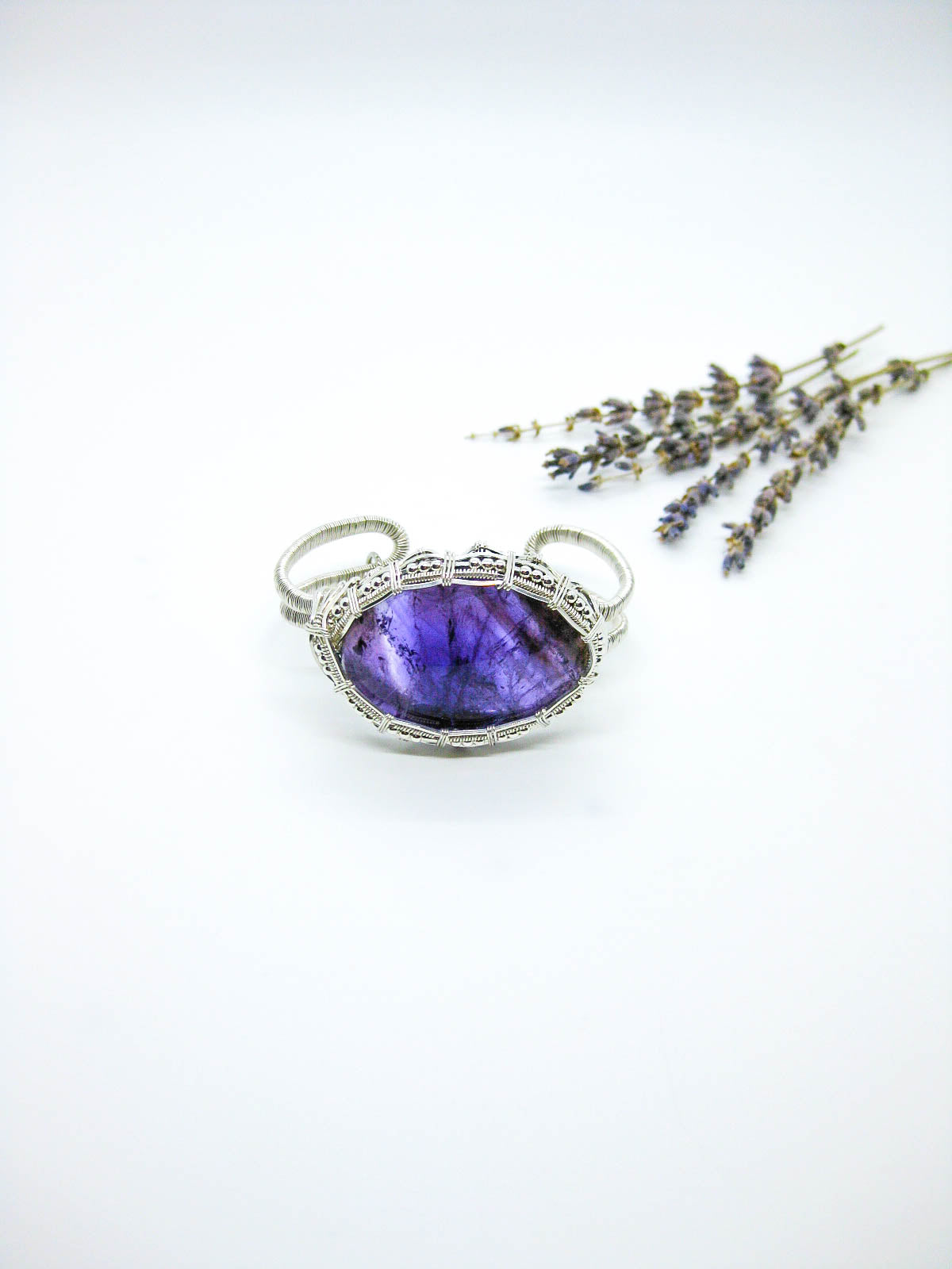 Azalea: Amethyst Cuff Bracelet - b419-oak