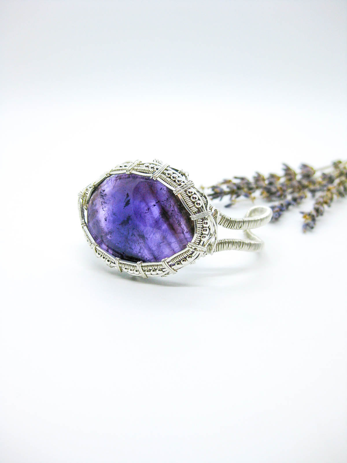 Azalea: Amethyst Cuff Bracelet - b419-oak