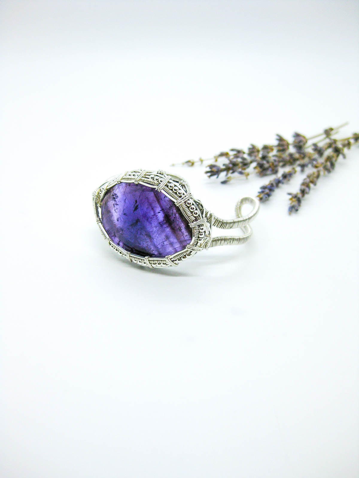 Azalea: Amethyst Cuff Bracelet - b419-oak