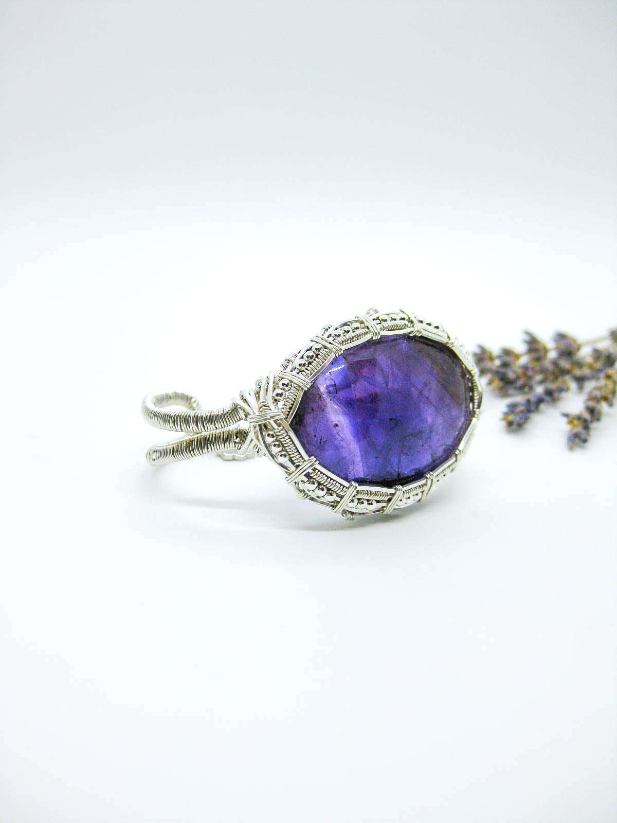 Azalea: Amethyst Cuff Bracelet - b419-oak