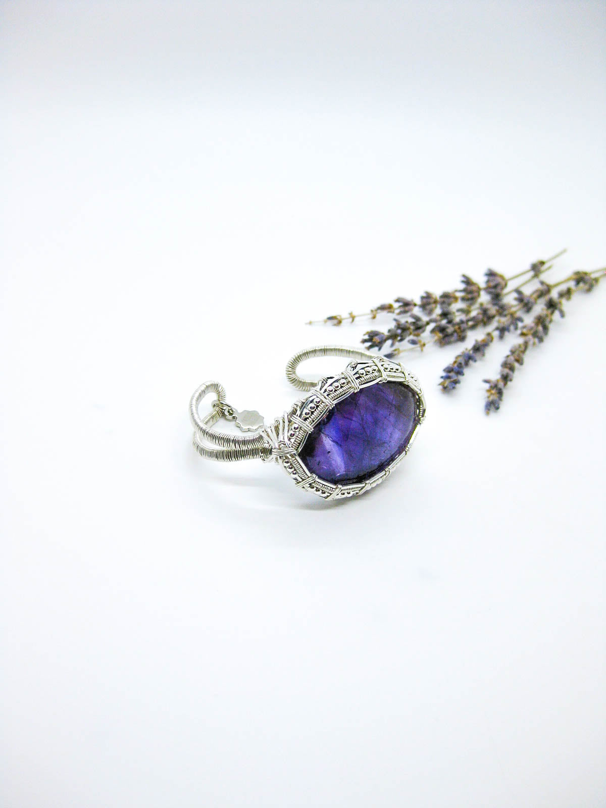 Azalea: Amethyst Cuff Bracelet - b419-oak