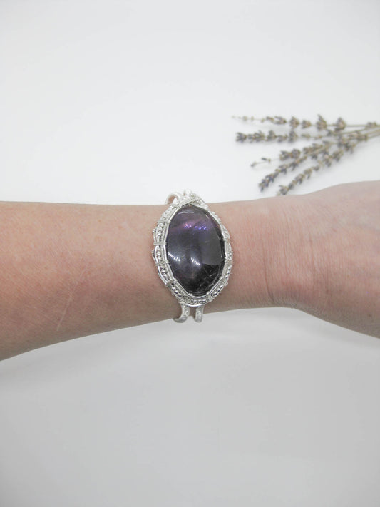 Azalea: Amethyst Cuff Bracelet - b419-oak