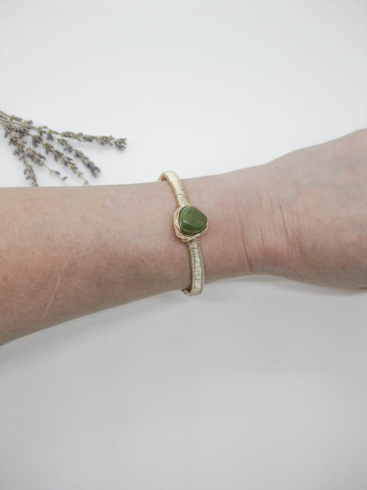 Calla: Jade Wrapped Cuff Bracelet