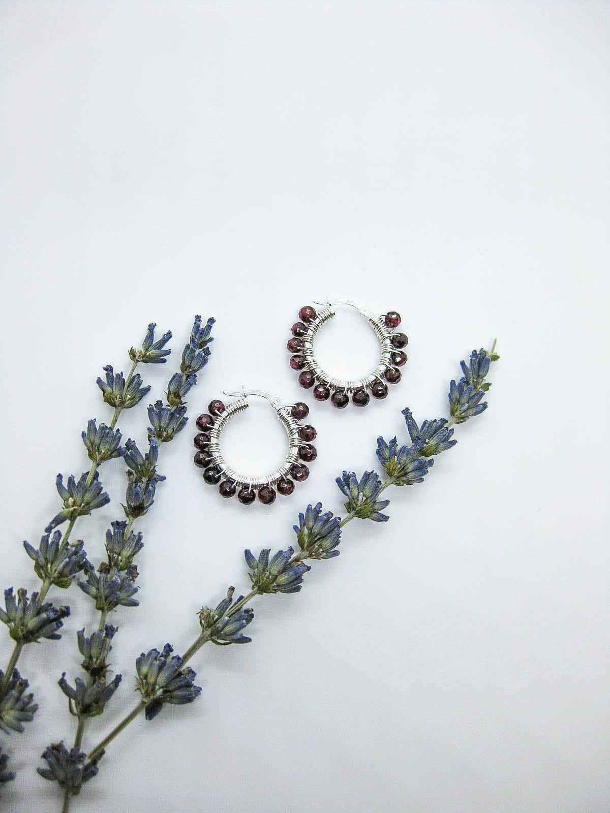 Garnet Hoop Earrings - e521