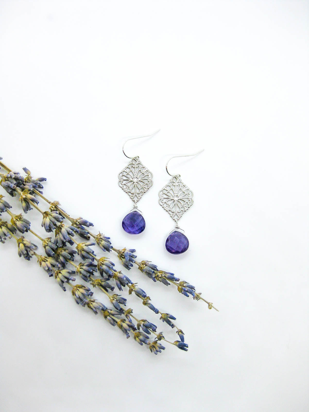 Fern: Amethyst Earrings - e623