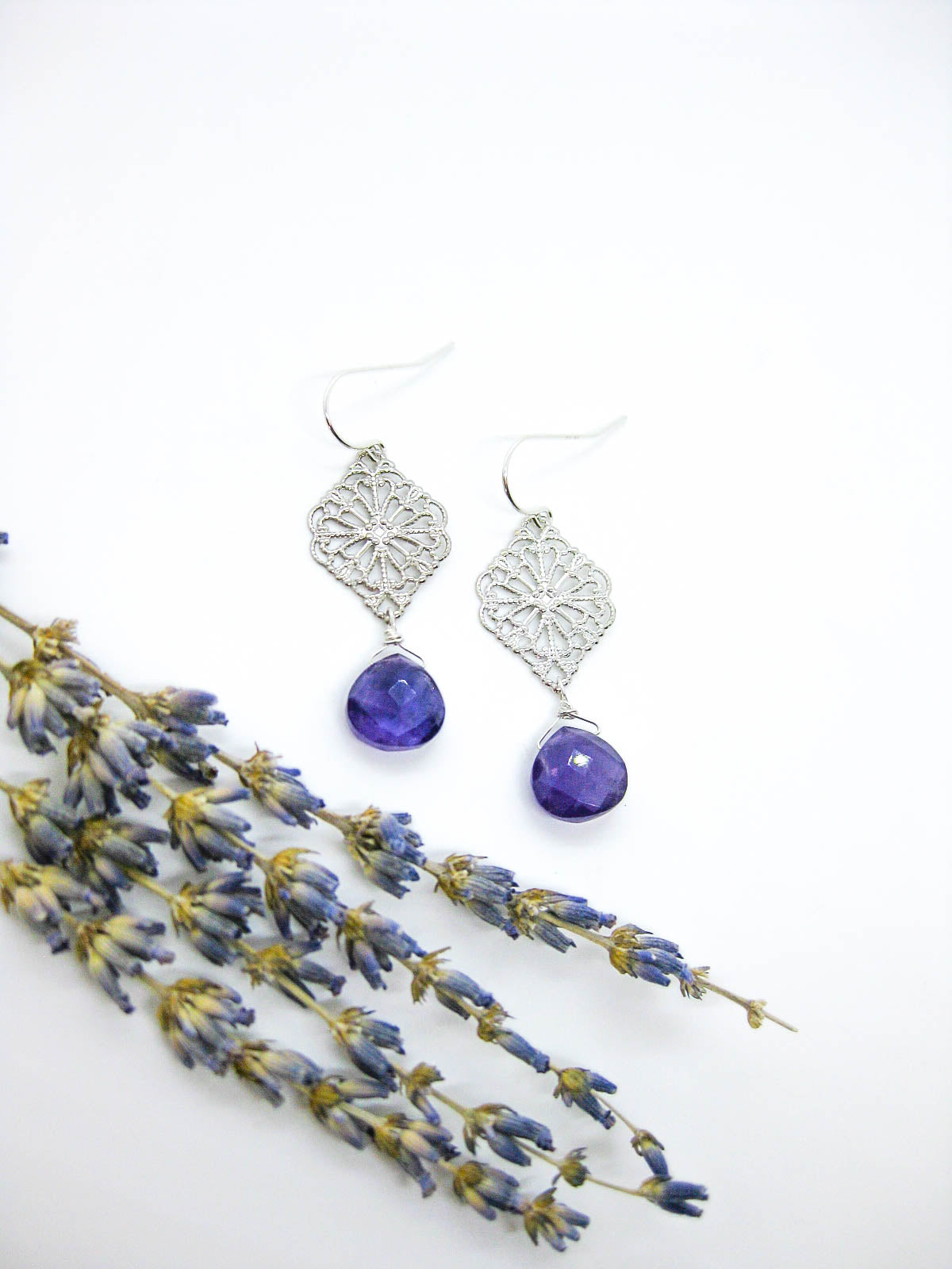 Fern: Amethyst Earrings - e623