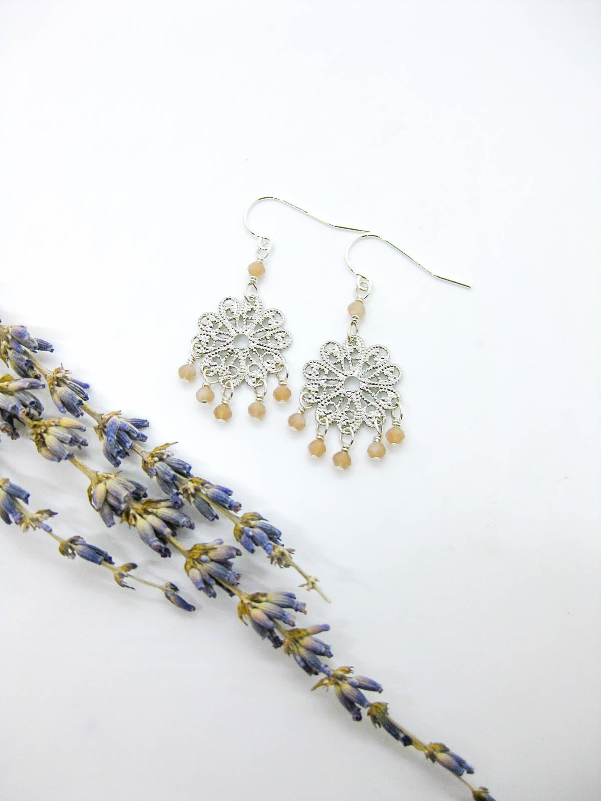 Willow: Peach Moonstone Earrings - e712