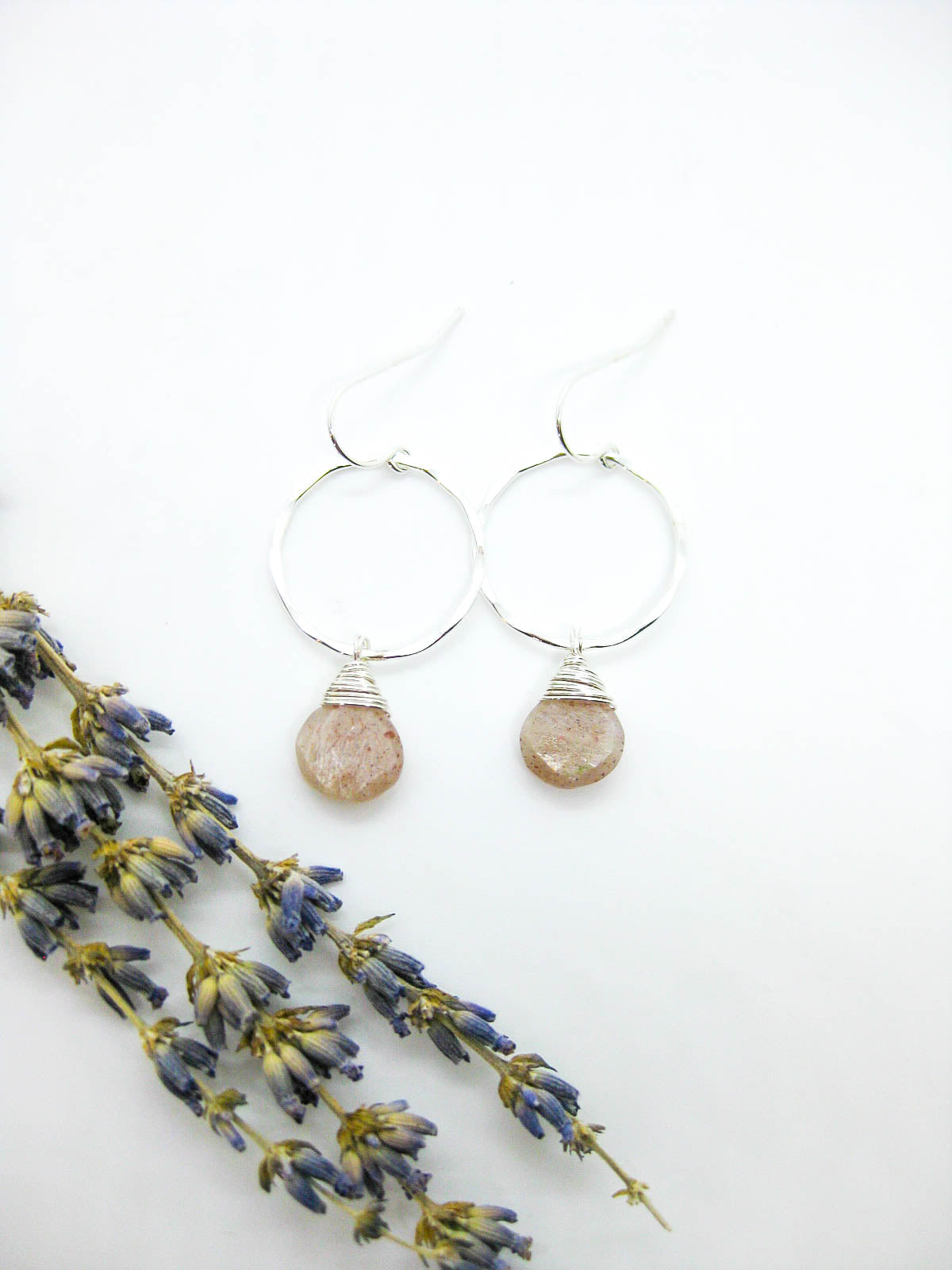 Iris: Peach Moonstone Earrings - e717