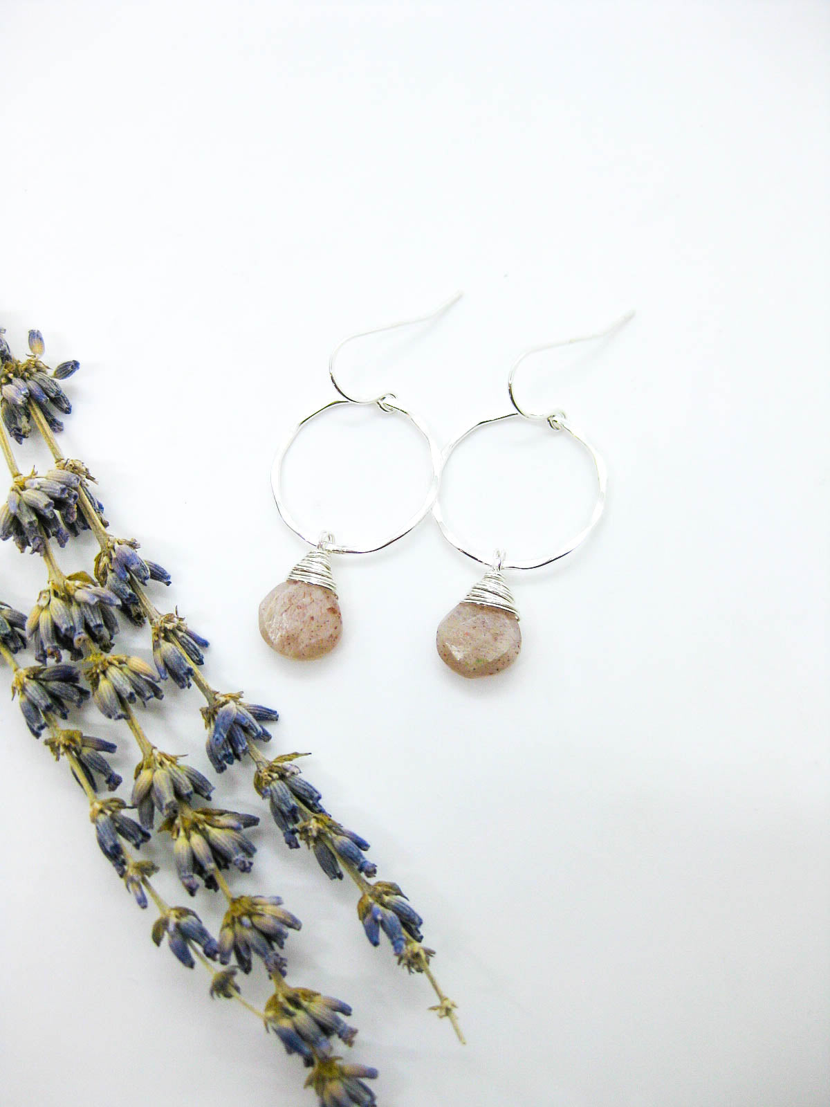 Iris: Peach Moonstone Earrings - e717