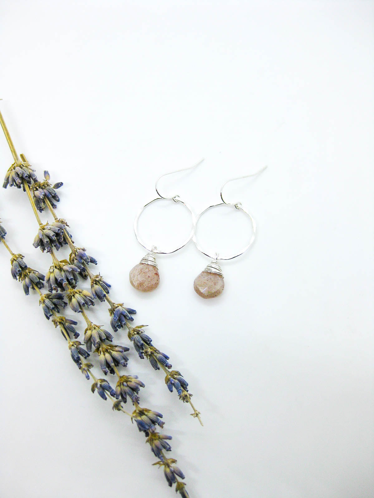 Iris: Peach Moonstone Earrings - e717