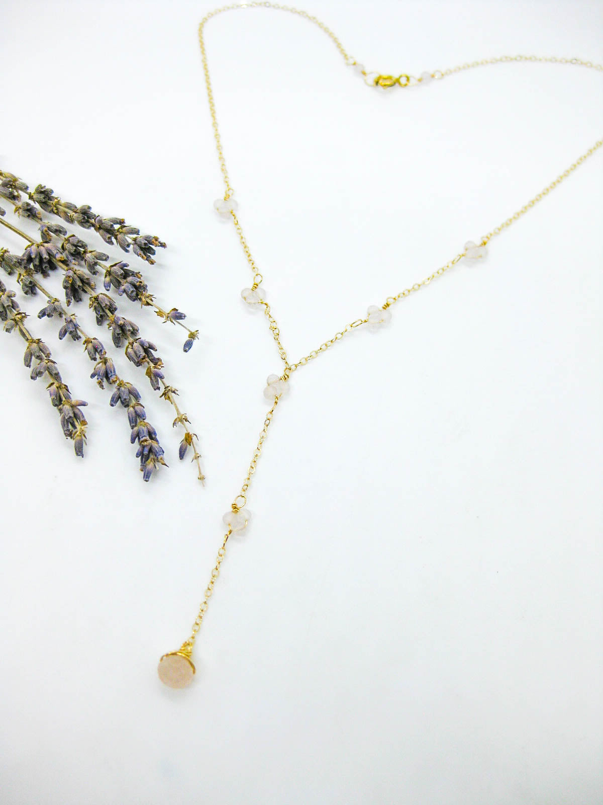 Hyacinth: Rose Quartz Drop Necklace