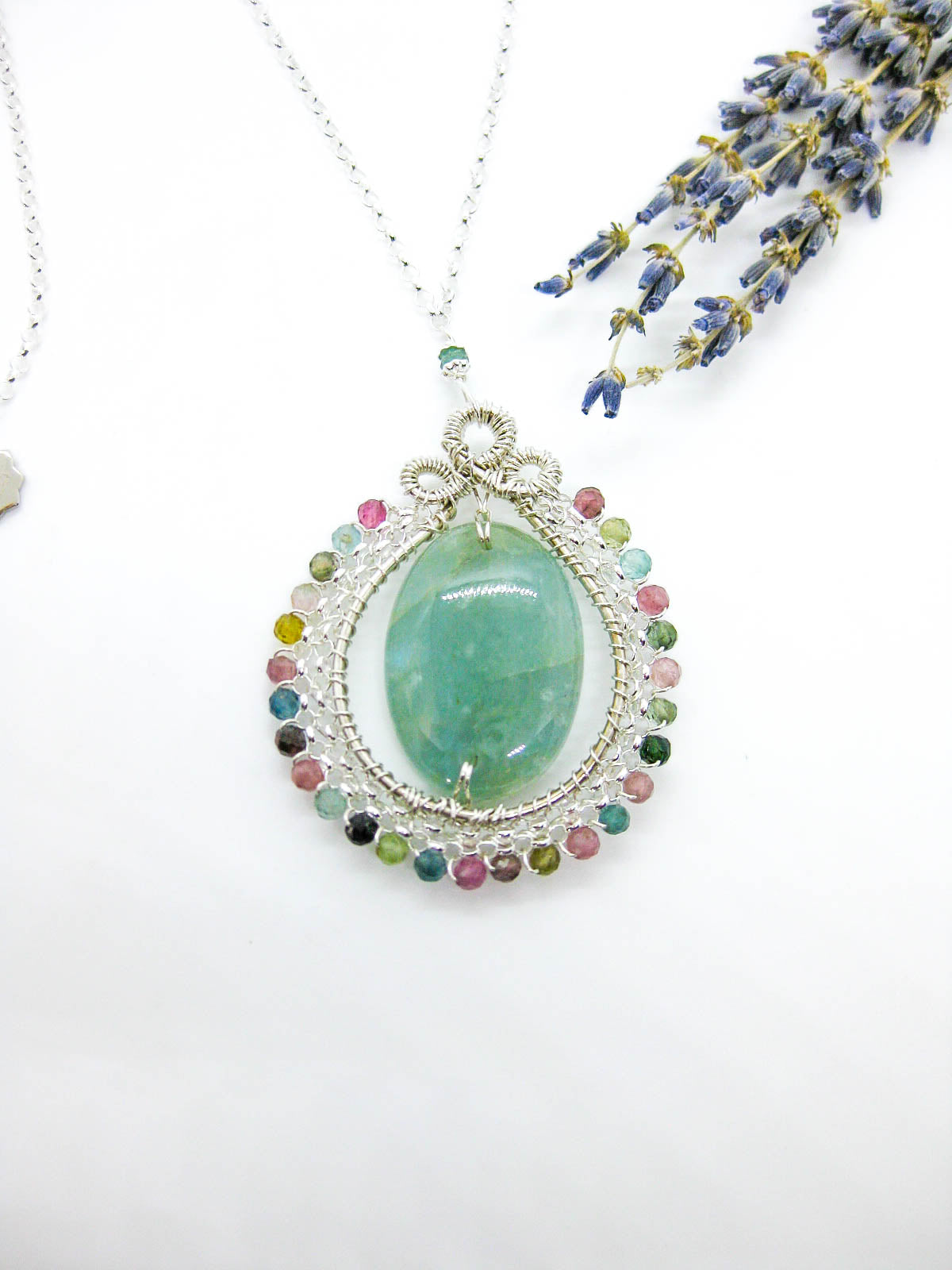Alyssa: Aquamarine Long Necklace - n589oak