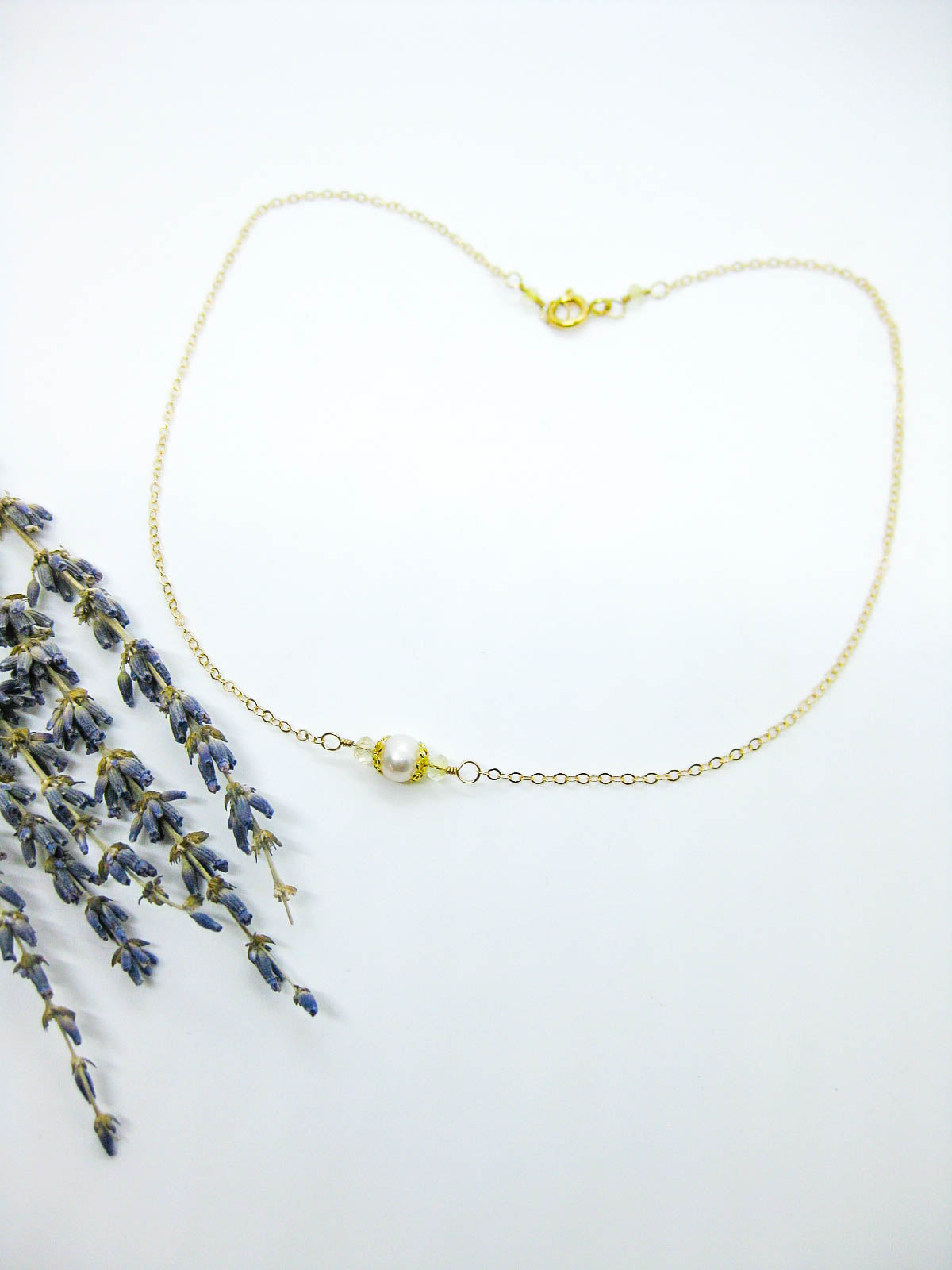 Heather: Citrine Pearl Choker - n593