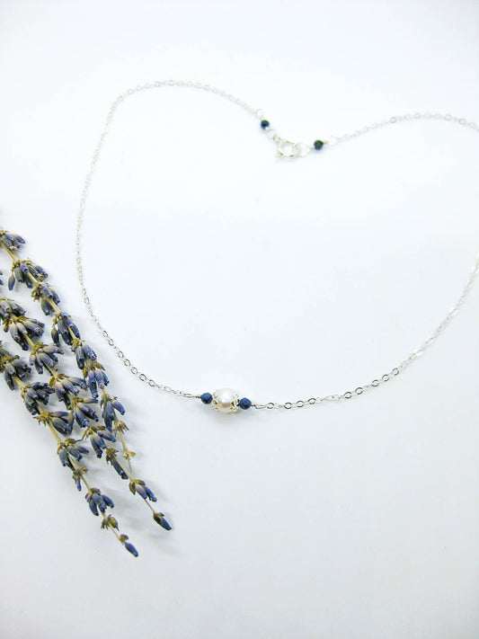 Heather: Sapphire Pearl Choker - n594