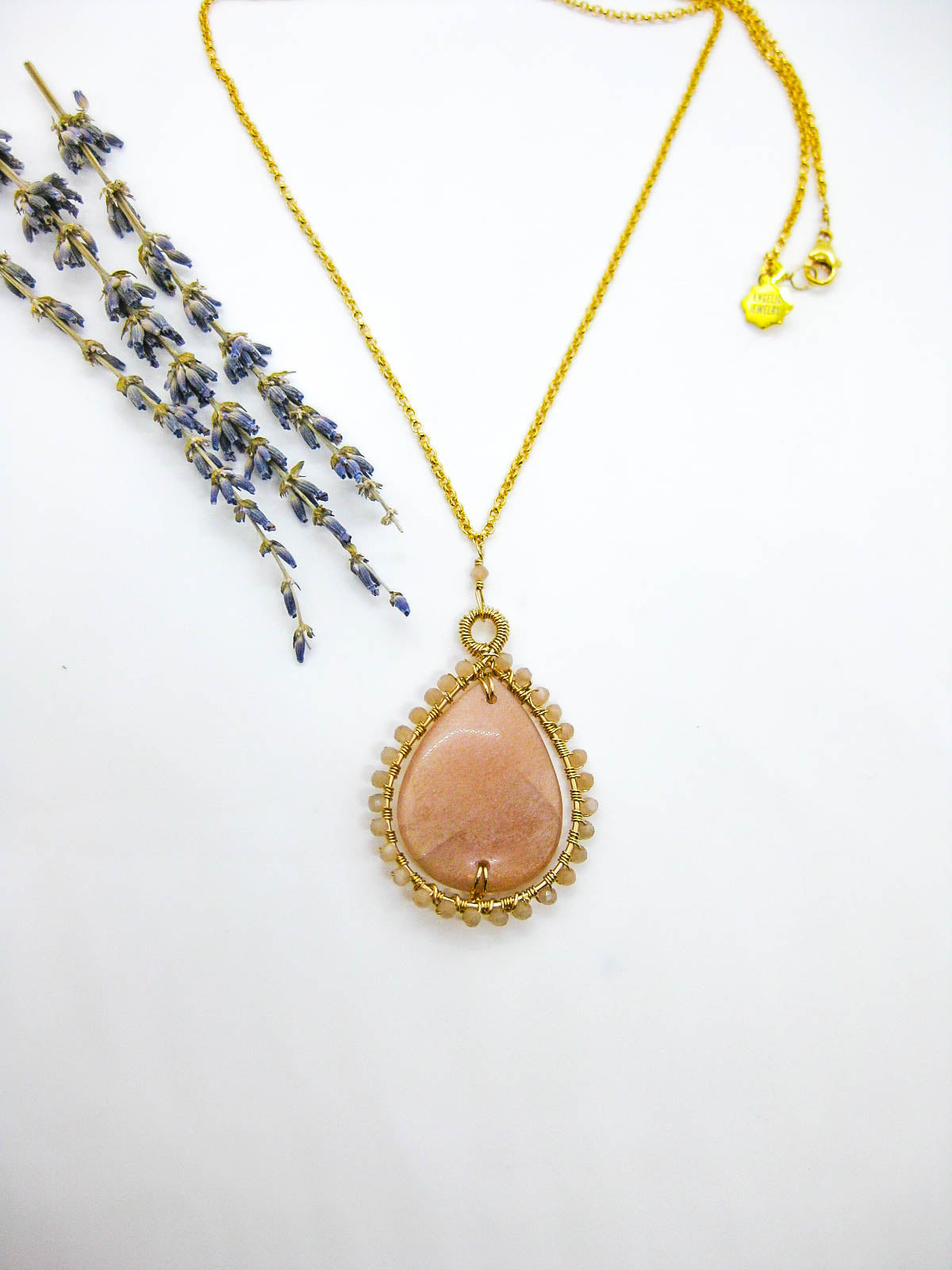 Peony: Peach Moonstone 22" Necklace - n605oak