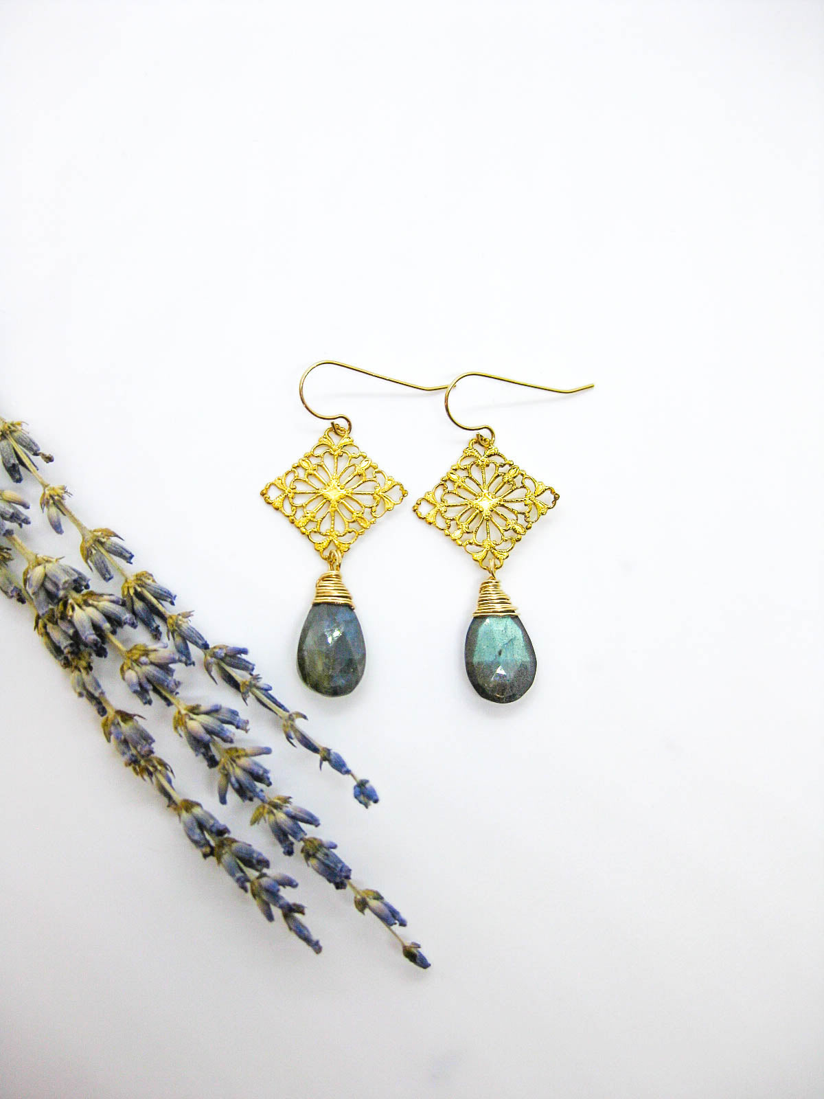 Lotus: Labradorite Earrings - e645