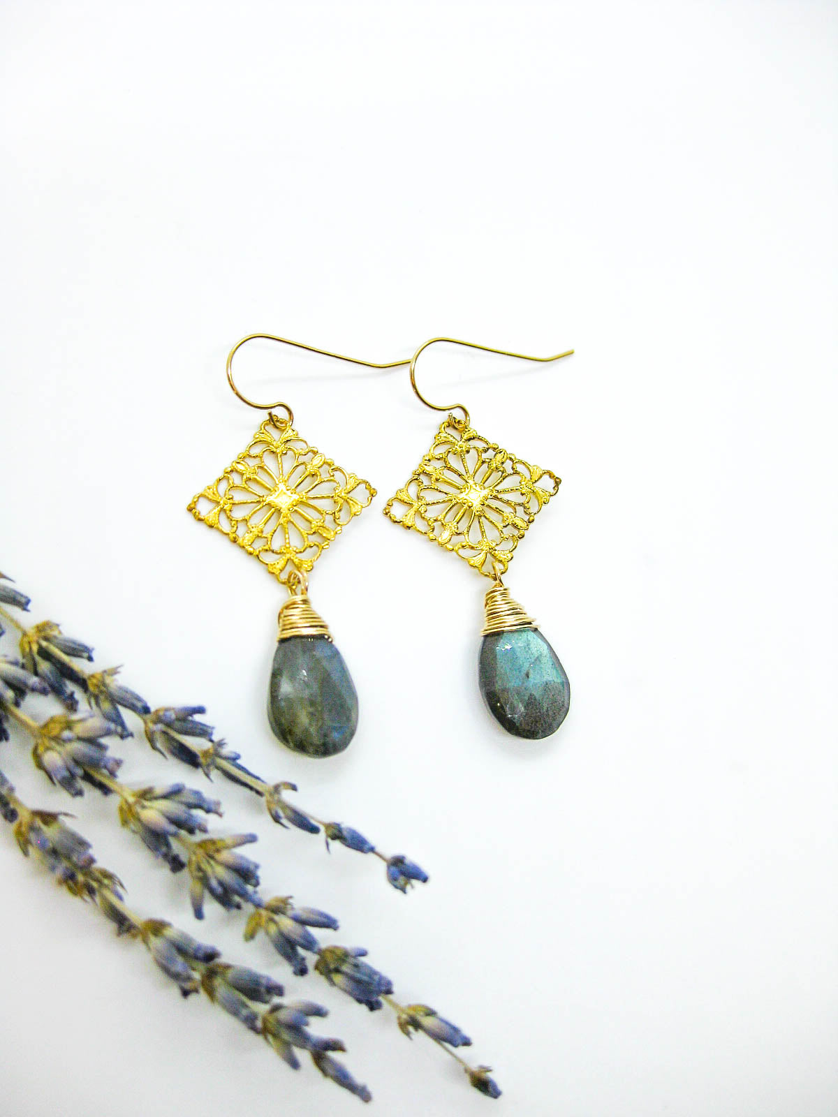 Lotus: Labradorite Earrings - e645