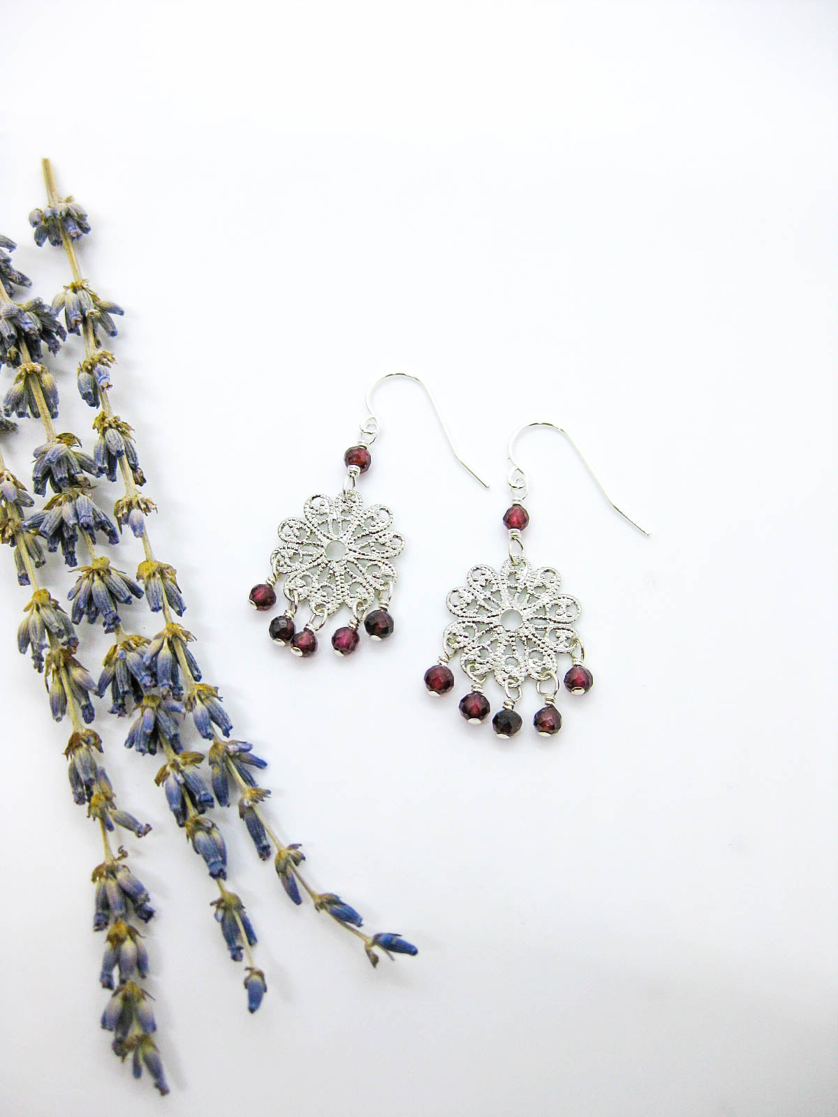 Willow: Garnet Earrings - e653