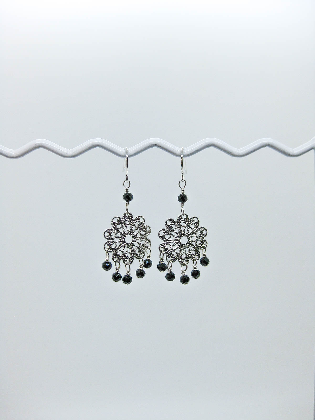 Willow: Black Spinel Earrings - e536
