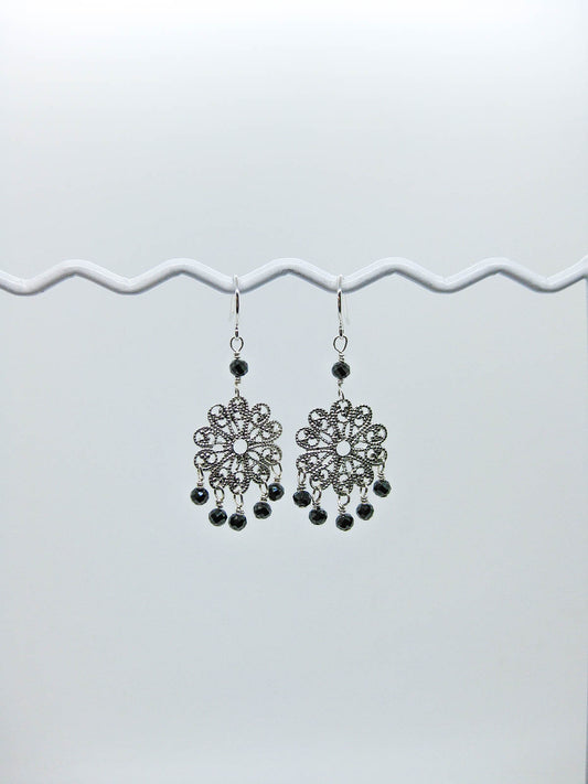 Willow: Black Spinel Earrings - e536